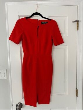 paper doll Scarlet Red Midi Sheath Dress with Keyhole